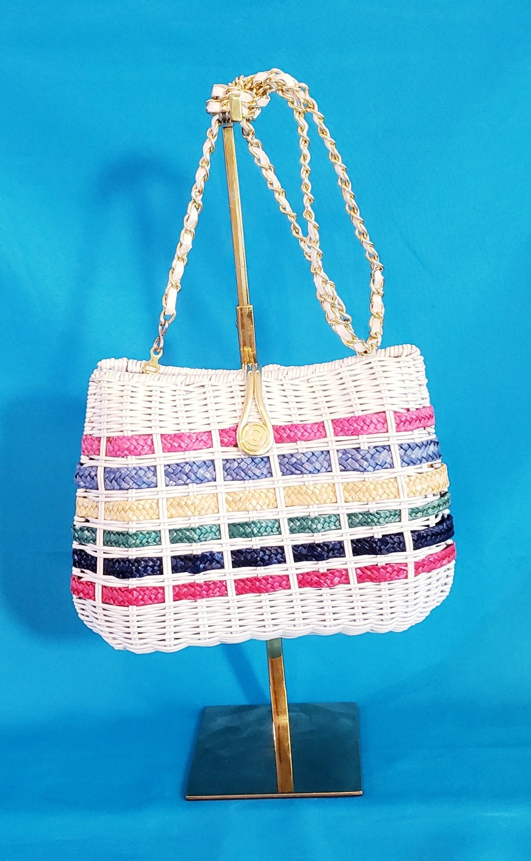 Vintage Rainbow Wicker Shoulderbag by Benchworks Leather Etsy