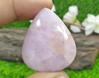 Natural Pear Kunzite Gemstone Cabochon, Loose Stone (32x27x8mm)