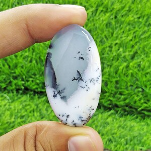 Natural Dendritic Opal Gemstone Cabochon, Smooth Dendritic Opal, Top Quality Loose Dendritic Opal for Making Jewelry, 40Cts. {40x22x6mm}