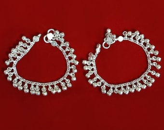 Silver Baby Bell Anklet, Traditional Sterling Silver Handmade Baby Anklet with Amazing Noisy Jingle Bells, Baby Payal Jewelry