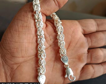 925 Sterling Silber Byzantiner Armband Handgemachte Männer Frauen Geschenk 9 "Zoll