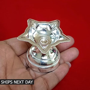 Pure Silver Handmade Diya Deepak Vilaku Samai Elegant Oil Lamp