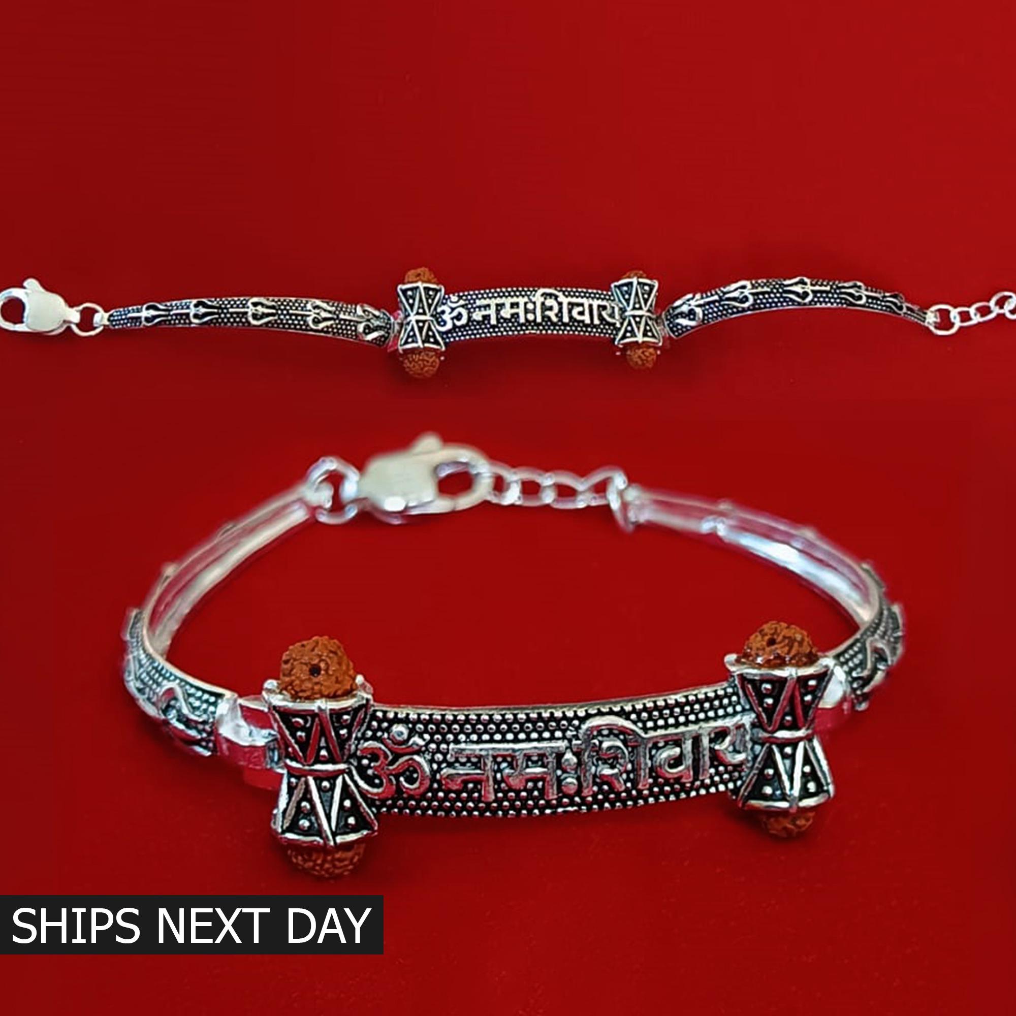 925 Sterling Silver Bracelet Lord Shiva Mantra 