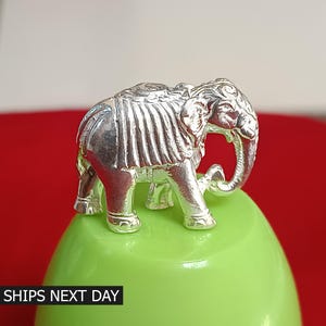 Solid 925 Sterling Silver Customized Sculpture Trunk Down Elephant Statue, Idols Figurine, Elephant Article