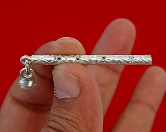 Flauta de Krishna de plata de ley 925, ídolo de puja hecho a mano