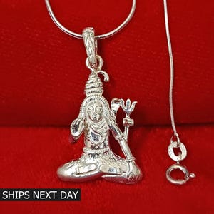925 Sterling Silver Lord Shiva Pendant, Yoga Necklace, Spiritual Shiva Amulet, God Shiva Locket for Men and Women