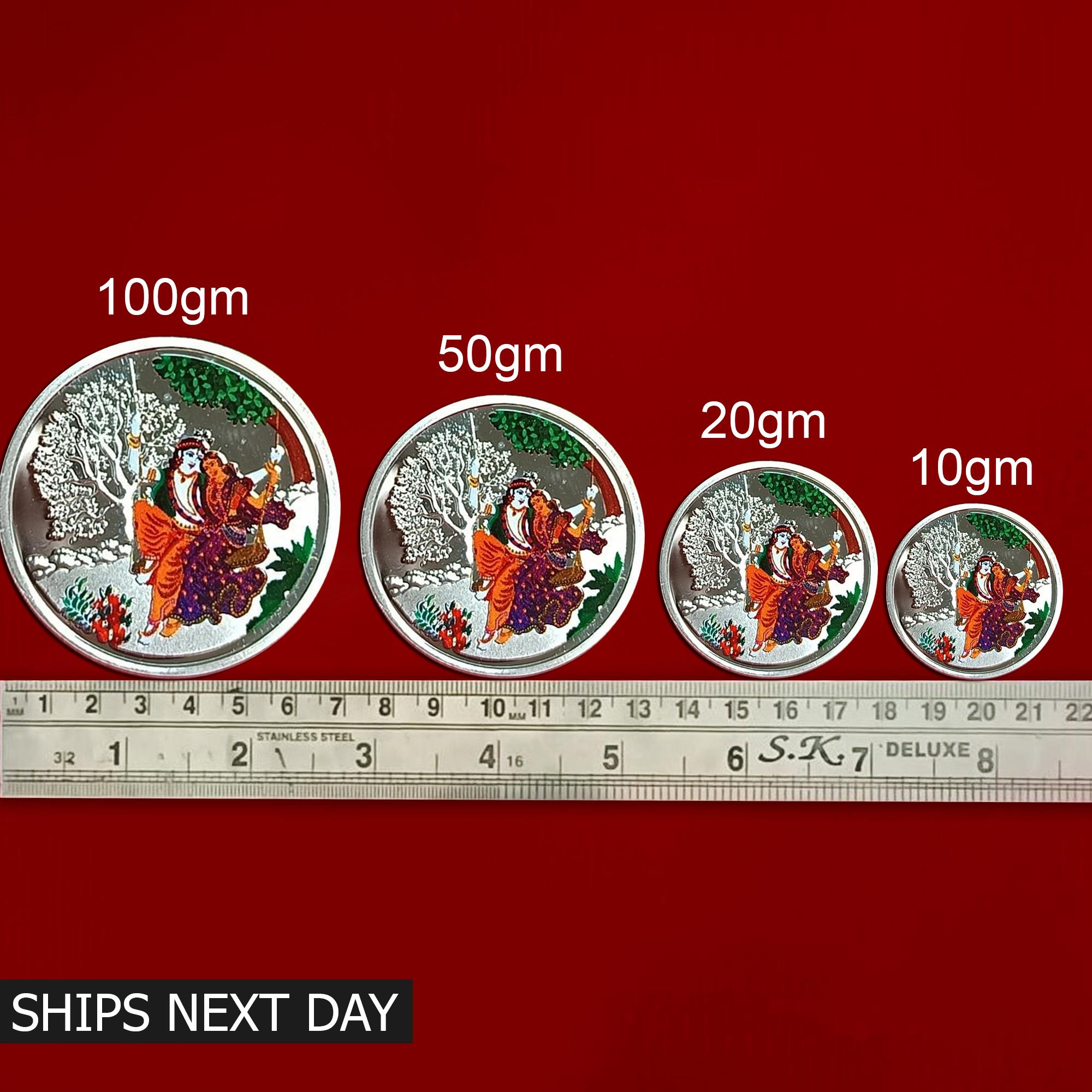 99.9%純銀製ラダ・クリシュナコイン、ヒンドゥー教の贈り物（10～100グラム） - Etsy 日本