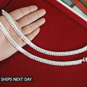 Handmade Pure Silver Anklet Pair Indian Payal Women