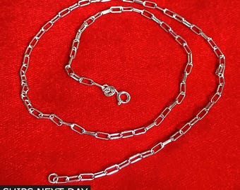 Sterlingzilveren paperclipketting, elegante schakelketting