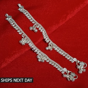 Tobillera de plata hecha a mano para bebé, tobillera de plata esterlina para bebé, tobillera tradicional con campana para niños pequeños, joyería de plata para niños