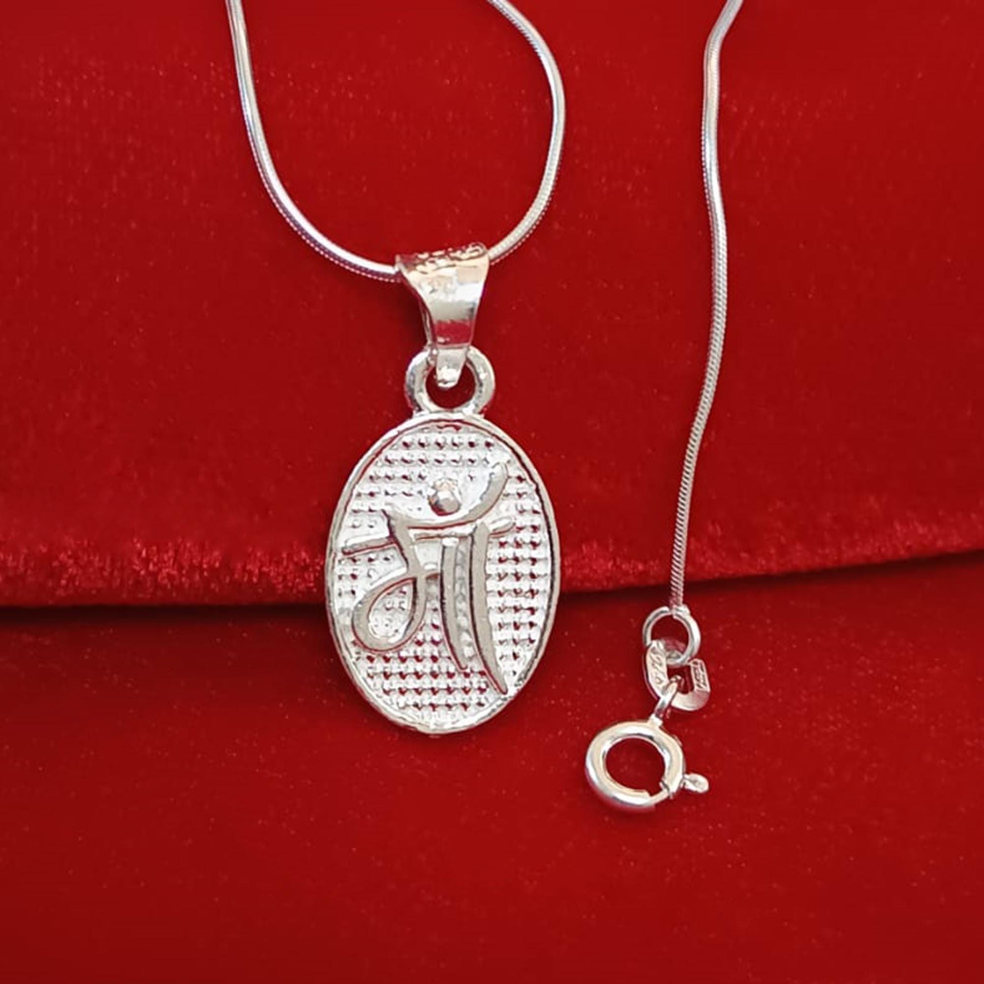 Personalized Silver Hindi Maa Pendant Necklace, Mother's Day Gift
