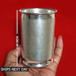 999 Pure Silver Handmade Water Milk Glass Tumbler, Silver Drinkware, Baby Food Dining Flask, Silver Utensils Gift