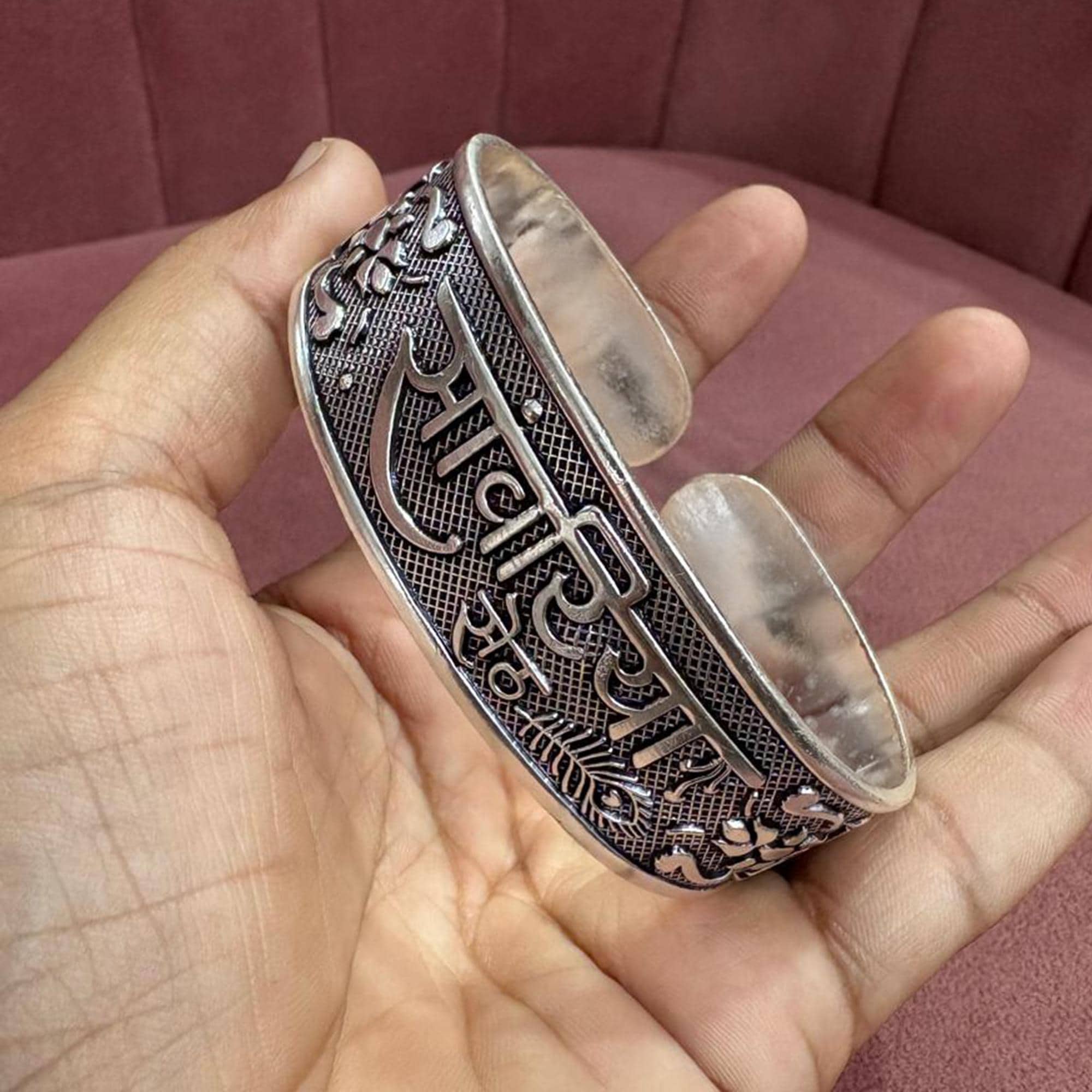 Handmade 925 Sterling Silver Cuff Bangle Bracelet Kada Adjustable