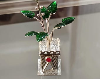 Pure Silver Tulsi Plant Divine Silver Basil for Puja Home Temple Pure Silver Tulsi Plant Divine Silver Basil for Puja Home Temple
