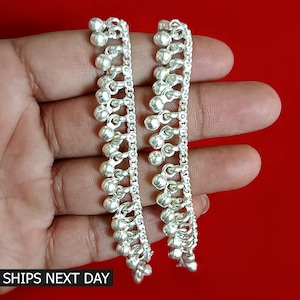 Silver Kids Traditional Bell Anklet, Silver Baby Payal, Jingle Bell Belly, Sterling Silver Ankle Bracelet, Personalized Baby Jewelry Gift