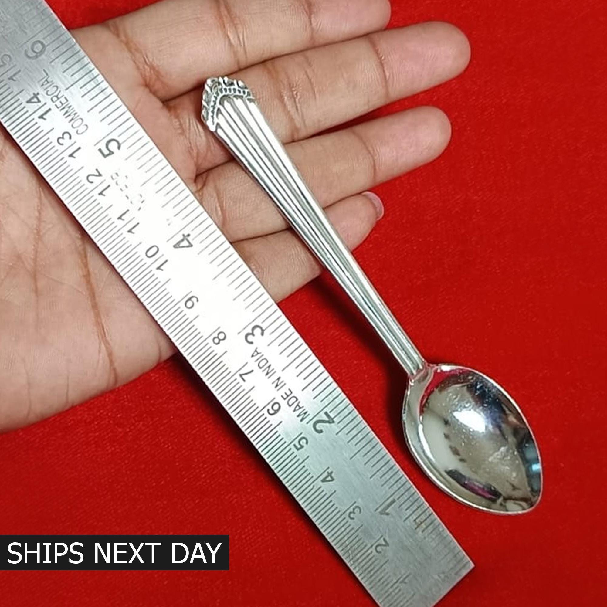 999 Pure Silver Baby Spoon, Flatware Silverware, Small Serving
