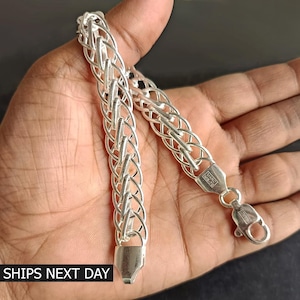 925 Sterling Silver Chain Bracelet Men&#39;s Women&#39;s Handmade Bracelet 9&quot;