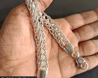 925 Sterling Silver Chain Bracelet Men's Women's Handmade Bracelet 9" Inch