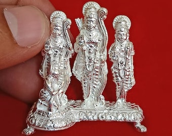 Solid Sterling Silver Ram Darbar Idol, Home Temple Worship Figurine