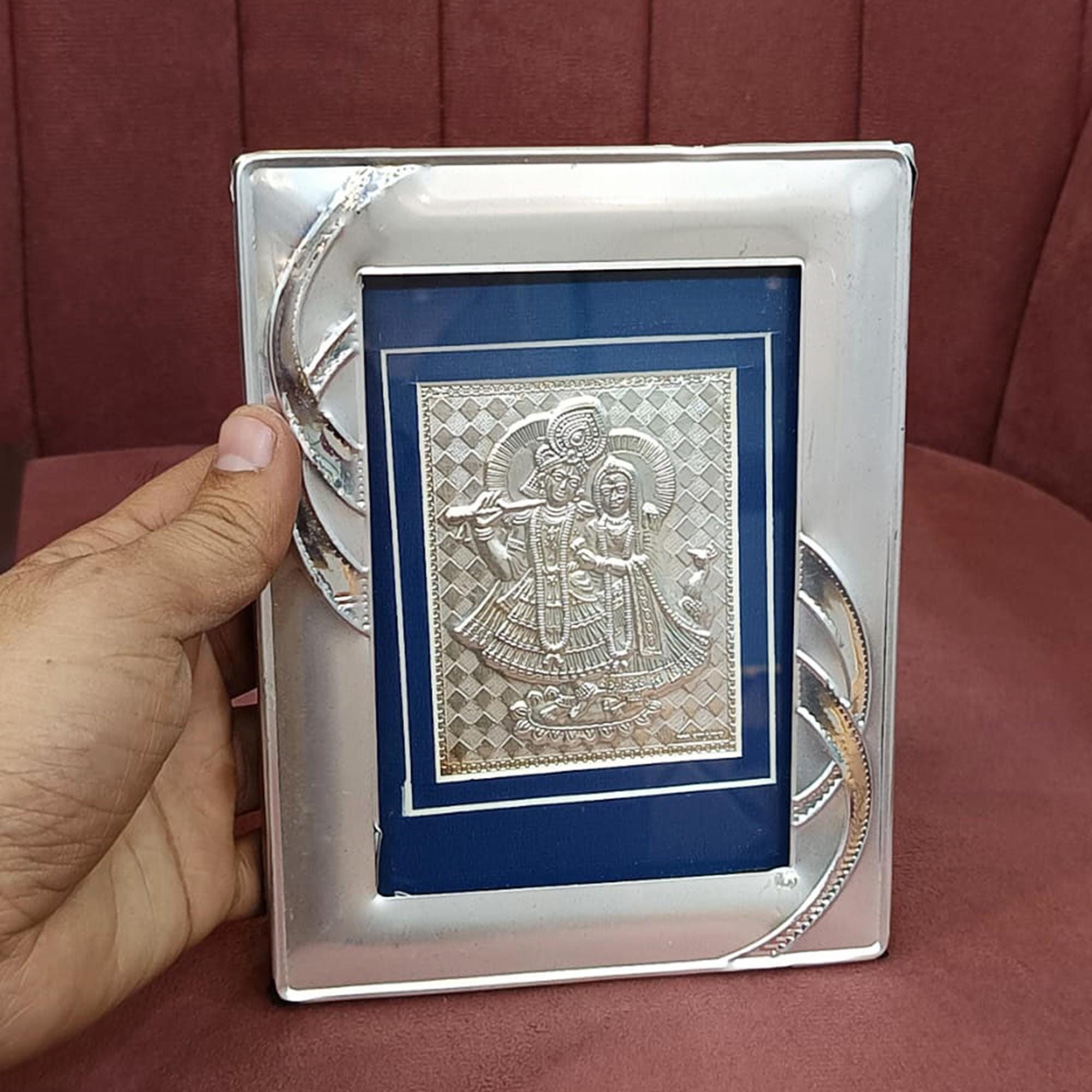 純銀製ラーダクリシュナフォトフレーム ヒンズー教の神フレーム 室内