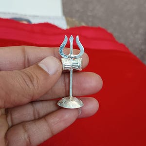 Handmade Silver Lord Shiva Trishul Idol, Shiva Gift, Divine Altar Shrine Tool, Temple Decor