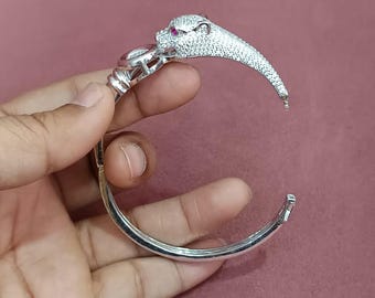 925 Sterling Silver Bracelet for Women, Jaguar Head Solid Silver