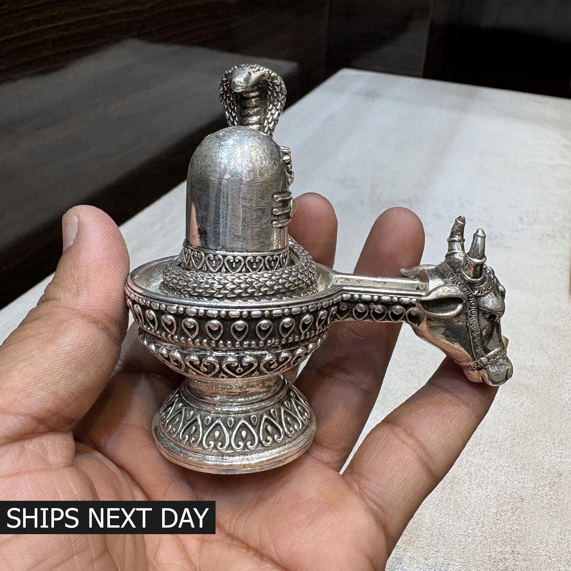 Shiva Lingam and Trishul シヴァ インド Superfine Brass Shiva Lingam With Trishul & Naga Shivling for