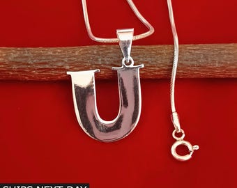 U-letterketting 925 sterlingzilveren initiaalhanger met ketting Gepersonaliseerd cadeau