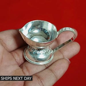 Handmade Sterling Silver Oil Lamp Diya, Puja Utensil