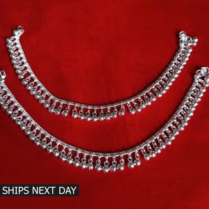 Handmade Pure Silver Women Anklet Payal with Noisy Jingle Bells, Silver Indian Anklet for Women