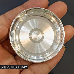 999 Fine Silver Small Plate/Thali or Tilak Bowl, Handmade Pure Silver Tiny Plate for Saffron Sandal or Kumkum Tilak Dani