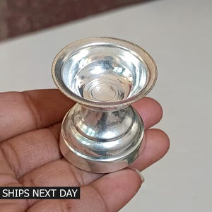 Pure Silver Ghee Oil Lamp, Home Temple Diya, Pooja Item