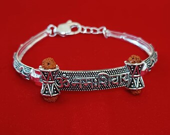 925 Sterling Silver Bracelet Lord Shiva Mantra 
