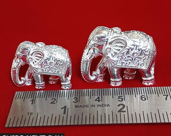 925 Sterling Silver Elephant Statue Figurine, Hindu Puja Gift