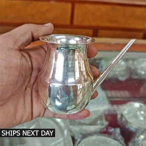 999 Pure Silver Handmade Kalash/Lota Tumbler Pot Silver Vessels Flask Utensils Puja Art