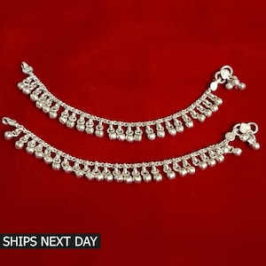 Silver Baby Bells Anklet Pair, Traditional Indian Payal, Sterling Silver Handmade Baby Anklet with Amazing Noisy Jingle Bells, Kids Jewelry