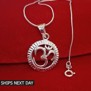 Silver Om Necklace, Inspirational Om Necklace, Ohm Symbol, Zen Yoga Jewelry, Everyday Necklace, Religious Gift for Men and Women