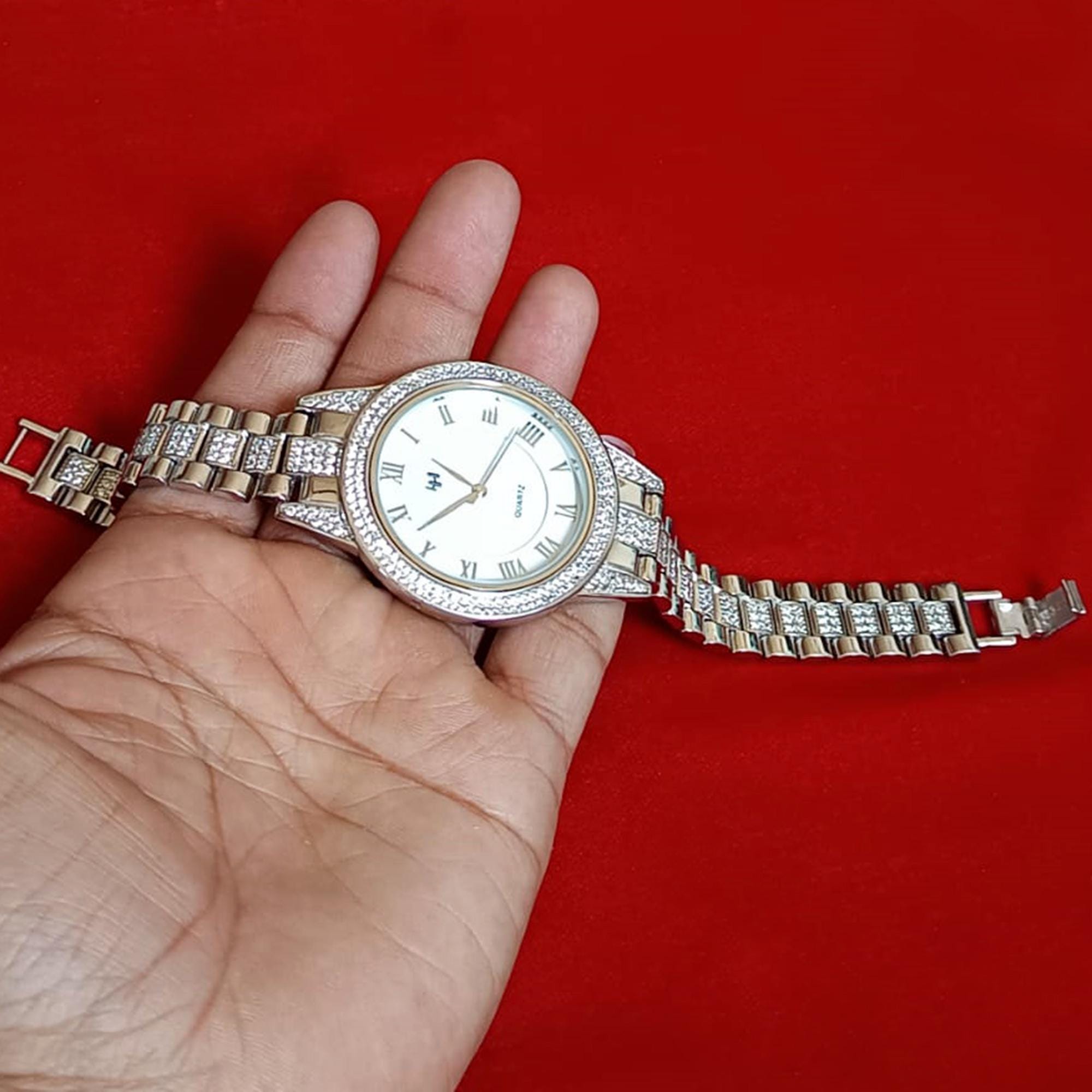 Pure Silver Automatic Watch With Cubic Zirconia, Men display picture 1