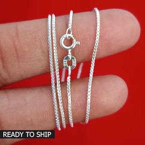 925 Sterling Silver Box Chain Necklace, Thin Silver Necklace Chain, Chain for Men and Women, Perfect for Pendant