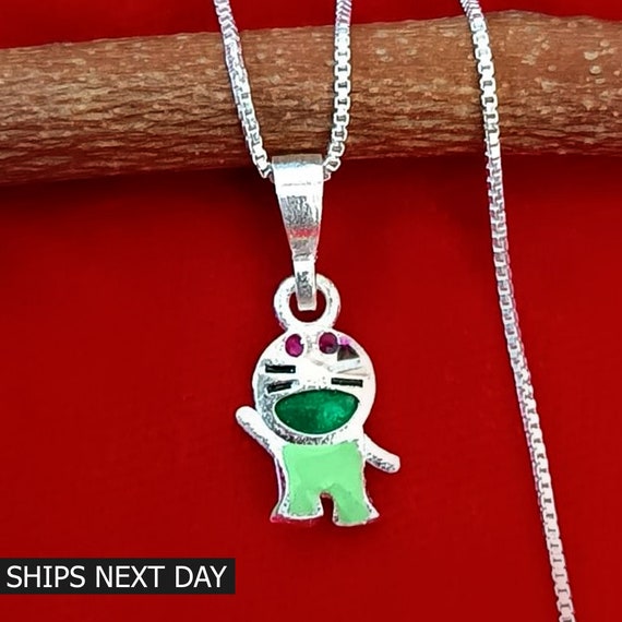 ドラえもん シルバーネックレス エナメルチャーム キッズジュエリー