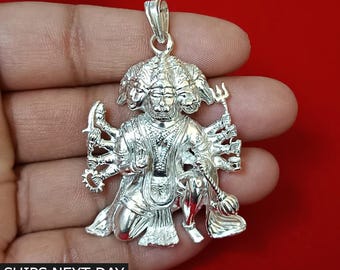 925 Silver Panchmukhi Hanuman Pendant: Hindu Spiritual Necklace