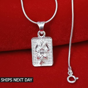 Spiritual Trishul Pendant Necklace 925 Sterling Silver Lord Shiva Trident Locket Divine Protection Amulet