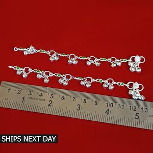 Tobillera para bebé, tobillera tradicional de plata para niños, tobillera de plata hecha a mano para niños pequeños, joyería de plata para bebés