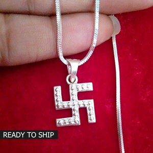 Religious Swastik Symbol Silver Pendant for Men and Women