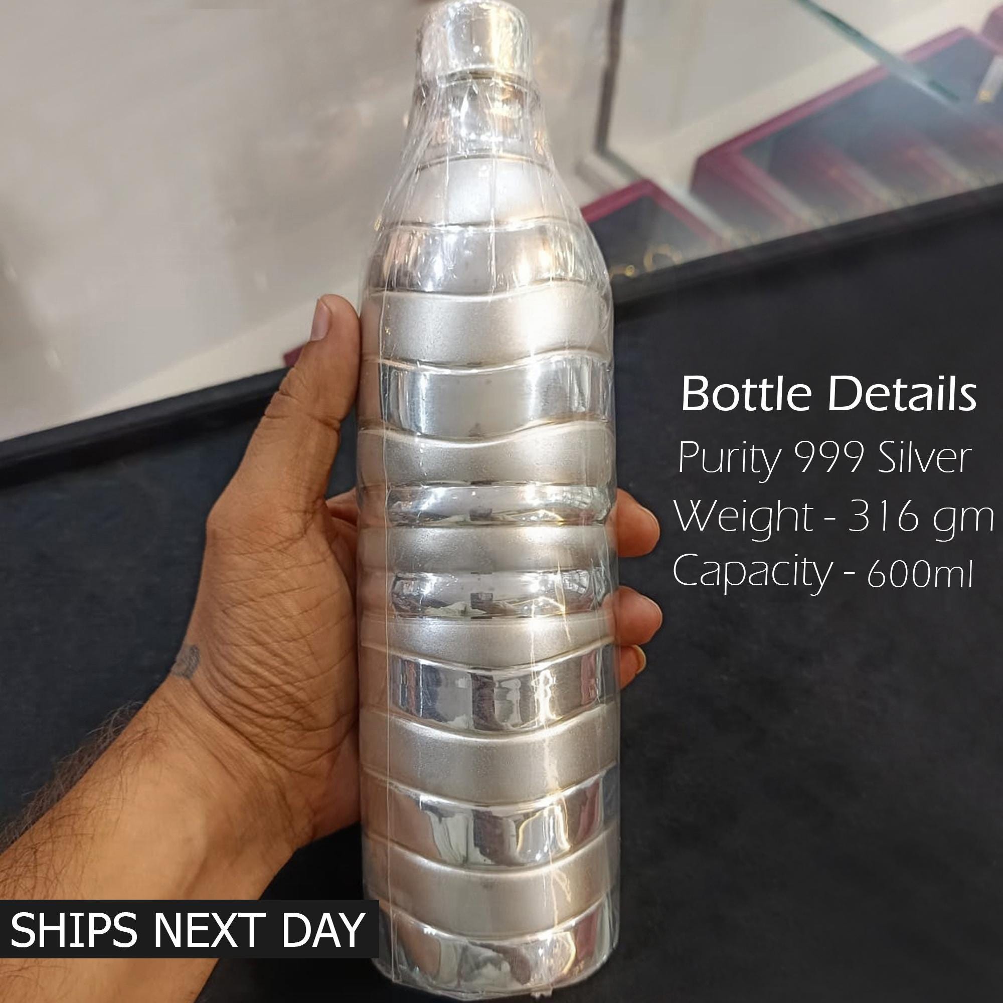 999 Silver Water Bottle, Luxury Drinkware, BIS Hallmarked - Etsy
