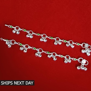 Tobillera de plata para bebé, tobillera tradicional de plata para bebé, pulsera para el tobillo, joyería unisex para niños.
