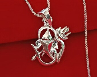 Sterling Silver Shiva Trident Pendant, God Ganesh Om Yoga Necklace