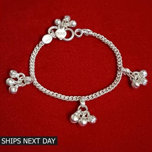 Pure Silver Baby Anklet with Bells, Traditional Sterling Silver Handmade Baby Payal with Amazing Noisy Jingle Bell, Baby Girl Ankle Bracelet