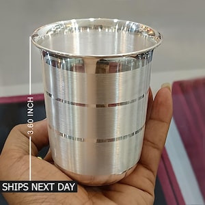 999 Pure Fine Silver Water Milk Glass Cup Tumbler, Handmade Plain Silver Glass, Baby Food Dining Flask, Silver Vessel, Silver Utensils Gift