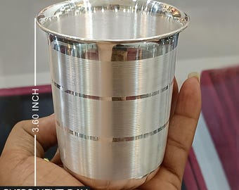 999 Pure Fine Silver Water Milk Glass Cup Tumbler, Handmade Plain Silver Glass, Baby Food Dining Flask, Silver Vessel, Silver Utensils Gift